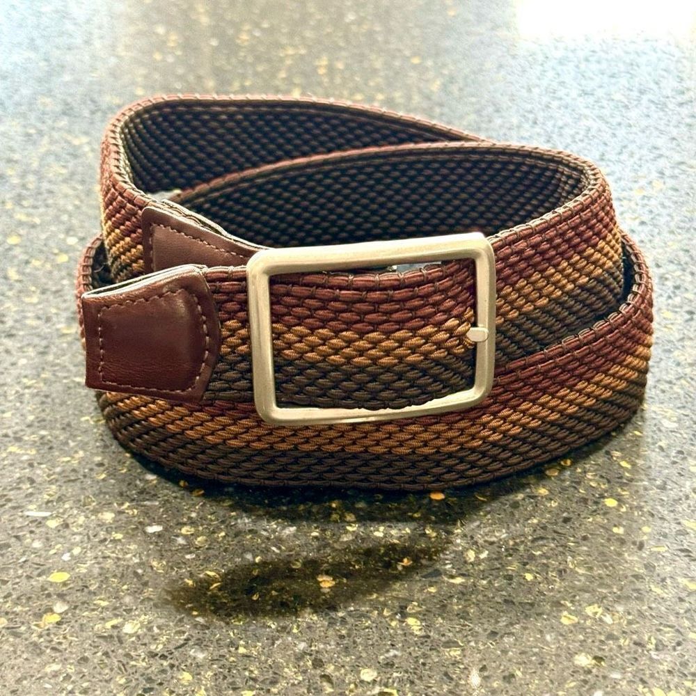 Torino Tri-Color Web Belt. Leather trim. One size.